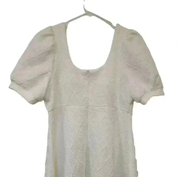 Rihoas Women's Off White Poly The Argyle Embossed Mini Dress NEW - Picture 9 of 16
